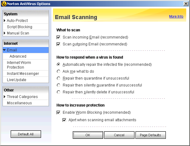 Scanning email